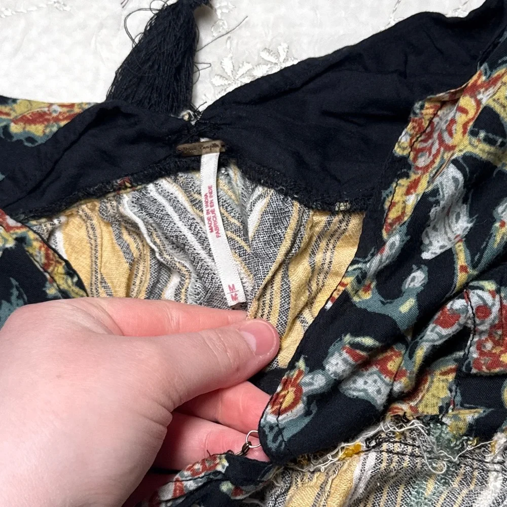 free people bohemian striped floral mini dress – size medium - Picture 5 of 6